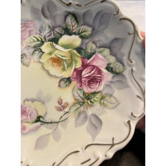 Vintage Kalk Porcelain Japan Floral Footed Pedestal Candy Mint Dish - Picture 4 of 13